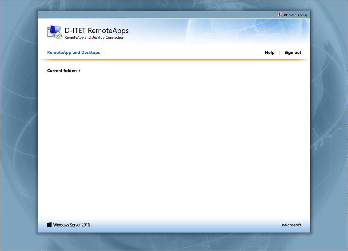 Empty Remote Desktop Page